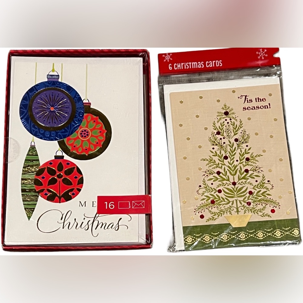 2 Different Packs of Festive Foiled Christmas Cards